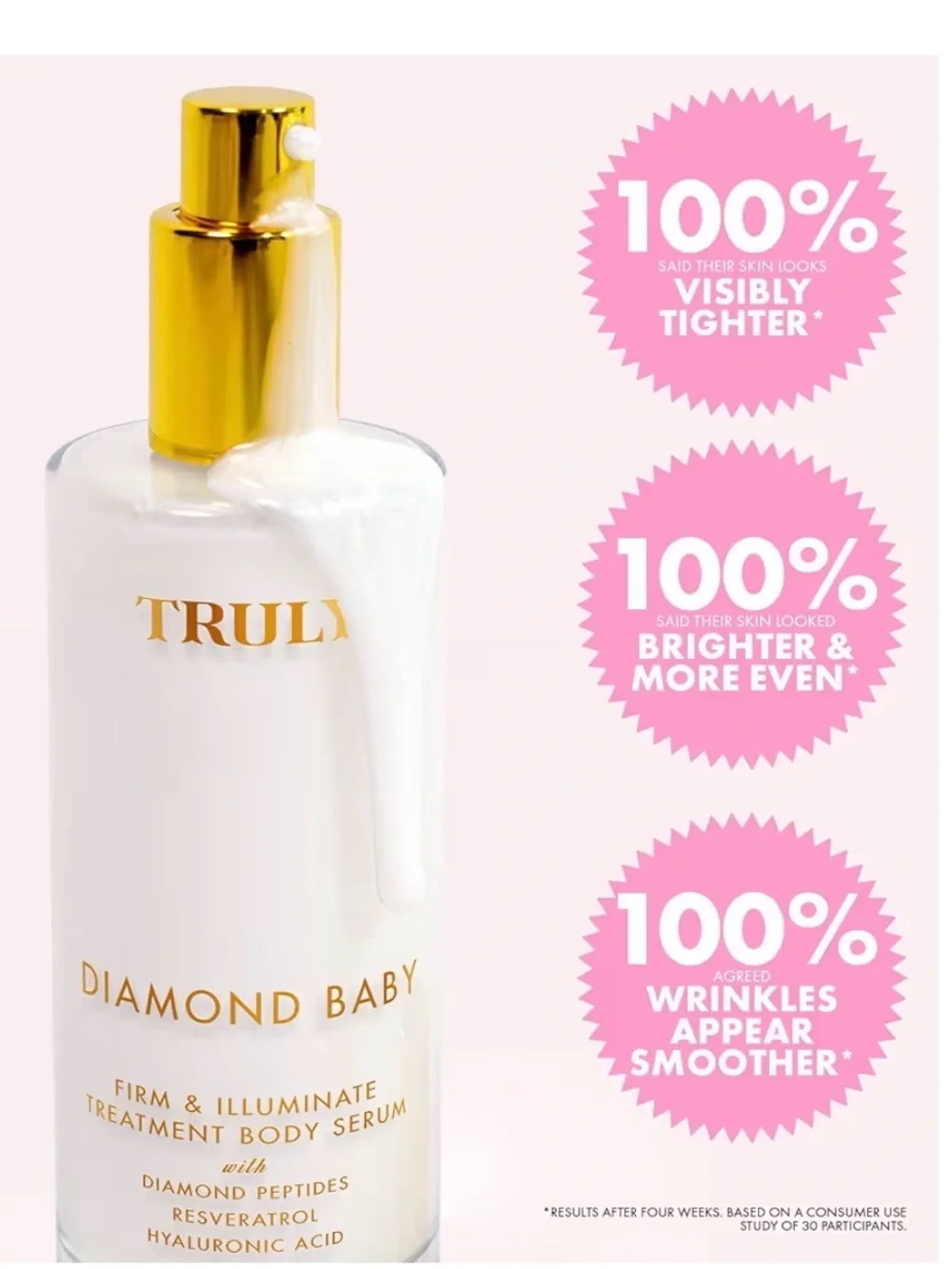 Truly Diamond Baby Body Serum 3.1 oz Diamond Peptides Firming NIB